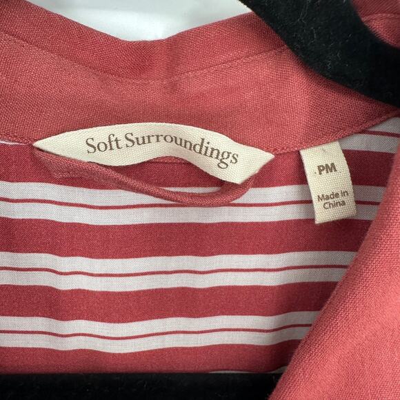 Soft Surroundings Fontana Linen Blend Button Up Midi Dress Preppy Womens PM - Picture 11 of 11